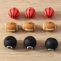 DIY sports themed resin charms set including basketball football and black 8 pool ball pendants - 5 Pieces / Mixed