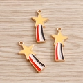 Detailed view of yellow enamel rainbow shooting star alloy charms for DIY jewelry making - Red