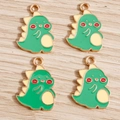 Colgantes de dinosaurio de aleación esmaltada verde para hacer joyas de bricolaje - Estilo Dinosaurio Verde