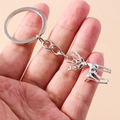Classic silver reindeer keychain charm with metal ring for handbags and mobile accessories - Elk
