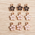 Kirschblüten-Anhänger aus Emaille in Pink, Schwarz und Weiß für DIY-Schmuckherstellung - Mehrfarbig