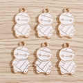Lot de six pendentifs momie en émail blanc et bordure dorée pour la création de bijoux DIY - Lot de 10 / Momie