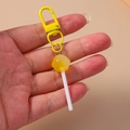 Cute yellow food lollipop keychain with bright resin pendant and yellow lobster clasp - Yellow