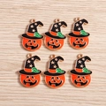 Detail of Halloween pumpkin ghost charms with wizard hats for DIY jewelry making - 10 Pieces Pack / Pumpkin Witch Hat