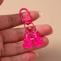 Cute double pink gummy bear keychain with matching metal clasp for bags and phone charms - Rose Pink Style / Rose Red