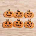 Detailed view of Halloween pumpkin charms with orange enamel and gold alloy edges for DIY - 10 Pieces Pack / Pumpkin Head