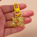 Creative cute candy bear keychain with yellow glitter resin pendants and metal hook - Bright Pink Style / Yellow Glitter
