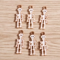 Pendentifs squelette d'Halloween en émail blanc et alliage doré pour bijoux DIY créatifs - Lot de 10 / Crâne