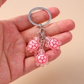 Porte-clés tortue rose mignon avec trois pendentifs en résine sur chaîne argentée - Rose Clair