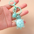 Cute resin turtle keychain featuring a large and small mint green turtle charm for bags - Cyan