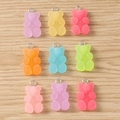 Colorful resin gummy bear pendants with metal rings for DIY jewelry and necklaces - 20 Pieces Set / Multicolor