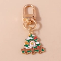 Weihnachtsbaum Schlüsselanhänger mit goldenem Karabiner und buntem Emaille Anhänger Dekor - Zaun-Stil