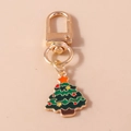 Festlicher Weihnachtsbaum Schlüsselanhänger mit grünem Emaille und goldenem Karabiner - Sternstil