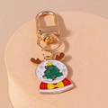 Detail of Christmas tree snow globe keychain with enamel finish and golden metal clasp - Reindeer Snow Globe (906shuijingqiu)
