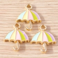 Colorful umbrella alloy charms with macaron enamel filling for DIY jewelry making - Colorful