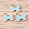 Cartoon bone-shaped alloy pendants with light blue enamel finish for DIY jewelry crafts - 10 Pieces Pack / Blue