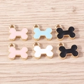 Cartoon bone shaped alloy charms with colorful enamel finish for DIY jewelry making - 10 Pieces Pack / Colorful