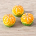 Realistic resin tangerine orange pendants with silver metal rings for DIY jewelry making - Green Peel Orange Style (YD1615qingse)