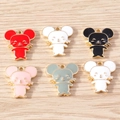 Cute cartoon mouse alloy oil drip charms set in various colors for DIY jewelry making - 10 Pieces Pack / Mixed Colors (YD1724)