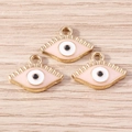 Golden evil eye charms with pink enamel for DIY necklace and bracelet jewelry making - Pink (YD1675fense)