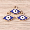 Three creative gold-plated evil eye enamel pendants for DIY jewelry crafting and necklaces - Blue (YD1675lanse)