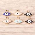 6-piece set of colorful evil eye enamel pendants with gold-plated edges for DIY jewelry making - Mixed Colors (YD1675hunse)