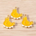 Cartoon enamel hen pendant charms in yellow alloy for DIY jewelry necklace making - Yellow