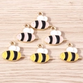 Set of cute enamel bee alloy pendants in pink and yellow for DIY jewelry making crafts - Mixed Color Style (YD1680hunse)