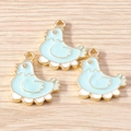 Pack of 3 creative light blue bird alloy charms with gold plating for DIY jewelry making - Blue