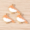 Creative cartoon bird enamel charms with gold edges for DIY jewelry making 10pcs pack - Bird Charm (YD1719) / 10 Pieces Pack / Orange