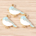 Three creative bird charms for DIY jewelry made of sky blue and white enamel alloy - Bird Charm (YD1719) / 10 Pieces Pack / Blue