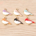 Set of 6 colorful bird-shaped enamel charms with gold alloy base for DIY jewelry making - Bird Charm (YD1719) / 10 Pieces Pack / Multicolor