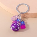 Portachiavi con orsetto dei cartoni animati con dado D20 viola e ciondoli orso - Viola (YZ339zise)