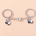 Creatieve magnetische panda sleutelhangers voor koppels met zilveren hartverbinding - Panda Magnetische Paarstijl (YZS346)