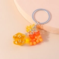 Portachiavi creativo con orsetto, dado d20 giallo trasparente e clip in metallo - Arancione (YZ339chengse)