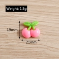 Pink and green resin cherry DIY accessory for phone cases with 1.5g weight detail - Simulation Pink Cherry