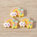 DIY colorful resin rainbow pendants with cute smiley clouds and blue stars for jewelry making - Yellow Style (YQ467huangse)