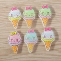 Cute cartoon resin ice cream pendants in macaron colors with bows and waffle cones - Multicolor