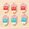 Cartoon pencil charms in red and blue enamel zinc alloy for DIY jewelry making - Multicolor Cartoon Pencil Style (YD1831hunse) / 10 Pieces Pack / Multicolor