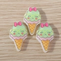 Cute cartoon mint green ice cream resin pendants with yellow heart glasses for DIY crafts - Green