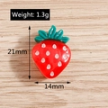 Resin strawberry DIY charm pendant for phone cases, size 21x14mm in red and green finish - Simulation Red Green Strawberry / 10 Pieces Pack
