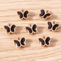 Set of 7 cute black enamel butterfly alloy pendants with rose gold edges for DIY jewelry - 30 Pieces/Pack / Black Butterfly (YD1841heise)
