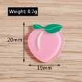 Resin peach flatback charm with green leaves and glitter for DIY crafts decoration - Simulation Glitter Peach / 10 Pieces Pack