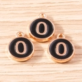 Detail of three rose gold and black enamel number 0 charms for jewelry making - 10 Pieces Pack / Black Number 0 (YD1814heise0)