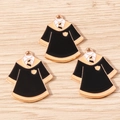 Set of 3 academic gown alloy charms with enamel finish for graduation DIY jewelry making - 10 Pieces Pack / Orange