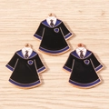 Macro detail of academic uniform charms featuring enamel ties and collegiate emblems - 10 Pieces Pack / Blue