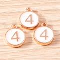 Macro detail of number 4 alloy pendant with rose gold plating and white enamel finish - 10 Pieces Pack / White Number 4 (YD1814baise4)