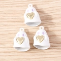 Set of cute white ghost pendants with gold hearts for Halloween jewelry making - 5 Pieces / White