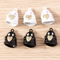 Halloween ghost charms with golden hearts in black and white colors for accessories - 5 Pieces / Mixed
