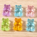 Colorful resin gummy bear charms set for DIY jewelry making in six translucent vibrant colors - 20 Pieces Set / Multicolor